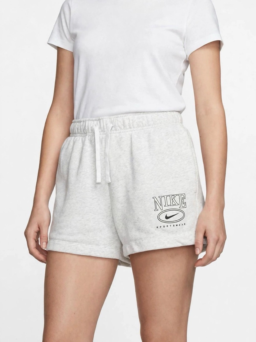Nike Women's Light Heather Gray Logo Athletic Shorts